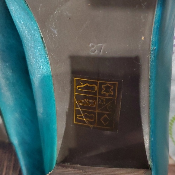 Spring step l'artiste turquoise and brown deco heels - Picture 7 of 10